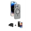MARSİLYAN™- iPhone 15 Pro Max Kılıf Nova Modern Prime - Siyah 3D Antistatik Mat Seramik Nano Ekran Koruyucu + Raze Metal Kamera Lens - TMGI