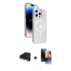MARSİLYAN™- iPhone 15 Pro Max Kılıf Nova Modern Prime - Siyah 3D Antistatik Mat Seramik Nano Ekran Koruyucu + Raze Metal Kamera Lens - SH