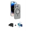 MARSİLYAN™- iPhone 15 Pro Max Kılıf Nova Modern Prime - Siyah 3D Antistatik Seramik Nano Ekran Koruyucu + Titanyum Gri Raze Metal Kamera Lens