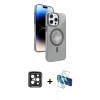 MARSİLYAN™- iPhone 15 Pro Max Kılıf Nova Modern Prime - Siyah 3D Antistatik Seramik Nano Ekran Koruyucu + Siyah PVD Metal Kamera Lens
