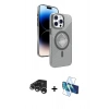 MARSİLYAN™- iPhone 15 Pro Max Kılıf Nova Modern Prime - Siyah 3D Antistatik Seramik Nano Ekran Koruyucu + Gümüş Raze Metal Kamera Lens