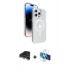 MARSİLYAN™- iPhone 15 Pro Max Kılıf Nova Modern Prime - Siyah 3D Antistatik Seramik Nano Ekran Koruyucu + Gümüş Raze Metal Kamera Lens