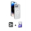 MARSİLYAN™- iPhone 15 Pro Max Kılıf Nova Modern Prime - Siyah Bilvis 5in1 5D Magic Hayalet Cam Ekran Koruyucu + PVD Metal Kamera Lens - LT