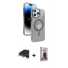 MARSİLYAN™- iPhone 15 Pro Max Kılıf Nova Modern Prime - Siyah Bilvis Hayalet Cam Ekran Koruyucu + Gümüş Raze Metal Kamera Lens