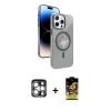 MARSİLYAN™- iPhone 15 Pro Max Kılıf Nova Modern Prime - Siyah Buffer Cam Ekran Koruyucu + PVD Metal Kamera Lens - GS