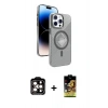 MARSİLYAN™- iPhone 15 Pro Max Kılıf Nova Modern Prime - Siyah Buffer Cam Ekran Koruyucu + PVD Metal Kamera Lens - TU