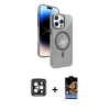 MARSİLYAN™- iPhone 15 Pro Max Kılıf Nova Modern Prime - Siyah Buffer Hayalet Cam Ekran Koruyucu + PVD Metal Kamera Lens - SH
