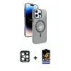 MARSİLYAN™- iPhone 15 Pro Max Kılıf Nova Modern Prime - Siyah Buffer Hayalet Cam Ekran Koruyucu + PVD Metal Kamera Lens - LT