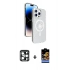 MARSİLYAN™- iPhone 15 Pro Max Kılıf Nova Modern Prime - Siyah Buffer Hayalet Cam Ekran Koruyucu + PVD Metal Kamera Lens - LT