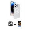 MARSİLYAN™- iPhone 15 Pro Max Kılıf Nova Modern Prime - Siyah Buffer Hayalet Cam Ekran Koruyucu + PVD Metal Kamera Lens - SH