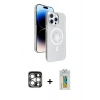 MARSİLYAN™- iPhone 15 Pro Max Kılıf Nova Modern Prime - Siyah Polymer Nano Ekran Koruyucu + PVD Metal Kamera Lens - GS