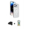 MARSİLYAN™- iPhone 15 Pro Max Kılıf Nova Modern Prime - Siyah Polymer Nano Ekran Koruyucu + Titanyum Gri Raze Metal Kamera Lens