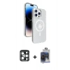 MARSİLYAN™- iPhone 15 Pro Max Kılıf Nova Modern Prime - Siyah Vanessa Magic Cam + Lacivert PVD Metal Kamera Lens