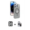 MARSİLYAN™- iPhone 15 Pro Max Kılıf Nova Modern Prime - Siyah Vanessa Magic Hayalet Cam + PVD Metal Kamera Lens - LT