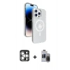 MARSİLYAN™- iPhone 15 Pro Max Kılıf Nova Modern Prime - Siyah Vanessa Magic Hayalet Cam + PVD Metal Kamera Lens - GS