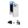 MARSİLYAN™- iPhone 15 Pro Max Kılıf Nova Modern Prime - Siyah Vanessa Magic Hayalet Cam + Raze Metal Kamera Lens - SH