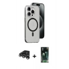 MARSİLYAN™- iPhone 15 Pro Max Kılıf Odak Form Özel Seri - Şeffaf 360 Full Body Arka Koruyucu + Raze Metal Kamera Lens - GS