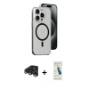 MARSİLYAN™- iPhone 15 Pro Max Kılıf Odak Form Özel Seri - Şeffaf Pasifik Cam Ekran Koruyucu + Raze Metal Kamera Lens - LT
