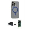 MARSİLYAN™- iPhone 15 Pro Max Kılıf Odak Form Özel Seri - Siyah 360 Mat Full Body Arka Koruyucu + Lacivert Raze Metal Kamera Lens