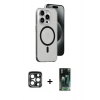 MARSİLYAN™- iPhone 15 Pro Max Kılıf Odak Form Özel Seri - Siyah 360 Mat Full Body Arka Koruyucu + PVD Metal Kamera Lens - LT