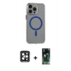 MARSİLYAN™- iPhone 15 Pro Max Kılıf Odak Form Özel Seri - Siyah 360 Mat Full Body Arka Koruyucu + PVD Metal Kamera Lens - SH