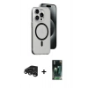 MARSİLYAN™- iPhone 15 Pro Max Kılıf Odak Form Özel Seri - Siyah 360 Mat Full Body Arka Koruyucu + Raze Metal Kamera Lens - TMGI
