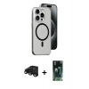 MARSİLYAN™- iPhone 15 Pro Max Kılıf Odak Form Özel Seri - Siyah 360 Mat Full Body Arka Koruyucu + Siyah Raze Metal Kamera Lens