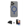 MARSİLYAN™- iPhone 15 Pro Max Kılıf Odak Form Özel Seri - Siyah 3D Antistatik Mat Seramik Nano Ekran Koruyucu + Raze Metal Kamera Lens - SH