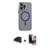MARSİLYAN™- iPhone 15 Pro Max Kılıf Odak Form Özel Seri - Siyah 3D Antistatik Mat Seramik Nano Ekran Koruyucu + Raze Metal Kamera Lens - LT