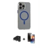 MARSİLYAN™- iPhone 15 Pro Max Kılıf Odak Form Özel Seri - Siyah 3D Antistatik Mat Seramik Nano Ekran Koruyucu + Raze Metal Kamera Lens - TMGI