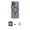MARSİLYAN™- iPhone 15 Pro Max Kılıf Odak Form Özel Seri - Siyah Bilvis 0.18mm Plus Cam Ekran Koruyucu + PVD Metal Kamera Lens - GI