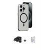 MARSİLYAN™- iPhone 15 Pro Max Kılıf Odak Form Özel Seri - Siyah Bilvis 0.18mm Plus Cam Ekran Koruyucu + Raze Metal Kamera Lens - GS