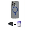 MARSİLYAN™- iPhone 15 Pro Max Kılıf Odak Form Özel Seri - Siyah Bilvis 5in1 3D Magic Cam Ekran Koruyucu + Lacivert Raze Metal Kamera Lens