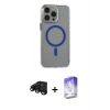 MARSİLYAN™- iPhone 15 Pro Max Kılıf Odak Form Özel Seri - Siyah Bilvis 5in1 3D Magic Cam Ekran Koruyucu + Raze Metal Kamera Lens - SH