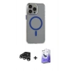 MARSİLYAN™- iPhone 15 Pro Max Kılıf Odak Form Özel Seri - Siyah Bilvis 5in1 5D Magic Hayalet Cam Ekran Koruyucu + Raze Metal Kamera Lens - GS