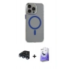 MARSİLYAN™- iPhone 15 Pro Max Kılıf Odak Form Özel Seri - Siyah Bilvis 5in1 5D Magic Hayalet Cam Ekran Koruyucu + Raze Metal Kamera Lens - LT
