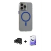 MARSİLYAN™- iPhone 15 Pro Max Kılıf Odak Form Özel Seri - Siyah Bilvis 5in1 5D Magic Hayalet Cam Ekran Koruyucu + Raze Metal Kamera Lens - TMGI
