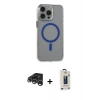 MARSİLYAN™- iPhone 15 Pro Max Kılıf Odak Form Özel Seri - Siyah Bilvis Hayalet Cam Ekran Koruyucu + Gümüş Raze Metal Kamera Lens