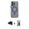 MARSİLYAN™- iPhone 15 Pro Max Kılıf Odak Form Özel Seri - Siyah Bilvis Hayalet Cam Ekran Koruyucu + Raze Metal Kamera Lens - SH