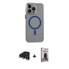 MARSİLYAN™- iPhone 15 Pro Max Kılıf Odak Form Özel Seri - Siyah Bilvis Hayalet Cam Ekran Koruyucu + Raze Metal Kamera Lens - TMGI