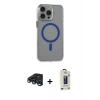 MARSİLYAN™- iPhone 15 Pro Max Kılıf Odak Form Özel Seri - Siyah Bilvis Hayalet Cam Ekran Koruyucu + Raze Metal Kamera Lens - LT