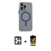 MARSİLYAN™- iPhone 15 Pro Max Kılıf Odak Form Özel Seri - Siyah Buffer Cam Ekran Koruyucu + PVD Metal Kamera Lens - GS