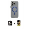 MARSİLYAN™- iPhone 15 Pro Max Kılıf Odak Form Özel Seri - Siyah Buffer Cam Ekran Koruyucu + PVD Metal Kamera Lens - TU