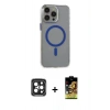 MARSİLYAN™- iPhone 15 Pro Max Kılıf Odak Form Özel Seri - Siyah Buffer Cam Ekran Koruyucu + Siyah PVD Metal Kamera Lens