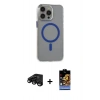 MARSİLYAN™- iPhone 15 Pro Max Kılıf Odak Form Özel Seri - Siyah Buffer Hayalet Cam Ekran Koruyucu + Siyah Raze Metal Kamera Lens