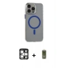 MARSİLYAN™- iPhone 15 Pro Max Kılıf Odak Form Özel Seri - Siyah Joko Magic 5D Hayalet Cam + PVD Metal Kamera Lens - GS