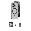 MARSİLYAN™- iPhone 15 Pro Max Kılıf Odak Form Özel Seri - Siyah Joko Magic 5D Hayalet Cam + PVD Metal Kamera Lens - GS
