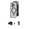 MARSİLYAN™- iPhone 15 Pro Max Kılıf Odak Form Özel Seri - Siyah Joko Magic 5D Hayalet Cam + Raze Metal Kamera Lens - TMGI