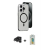 MARSİLYAN™- iPhone 15 Pro Max Kılıf Odak Form Özel Seri - Siyah Polymer Nano Ekran Koruyucu + Raze Metal Kamera Lens - GS