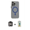 MARSİLYAN™- iPhone 15 Pro Max Kılıf Odak Form Özel Seri - Siyah Polymer Nano Ekran Koruyucu + PVD Metal Kamera Lens - TU